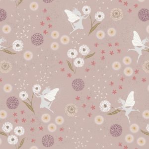 A505.1 Fairy clocks on warm linen with silver metallic scaled 1