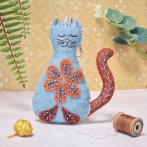 Corinne Lapierre Folk Embroidered Cat craft kit